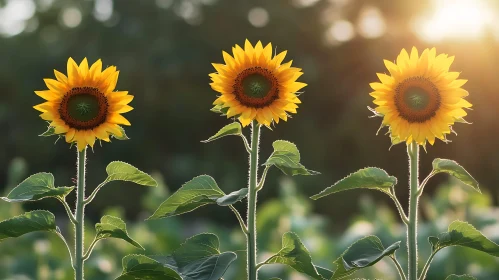Three Sunflowers basking in the sun