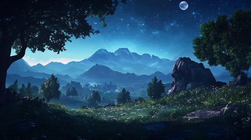 Moonlit Mountain Vista