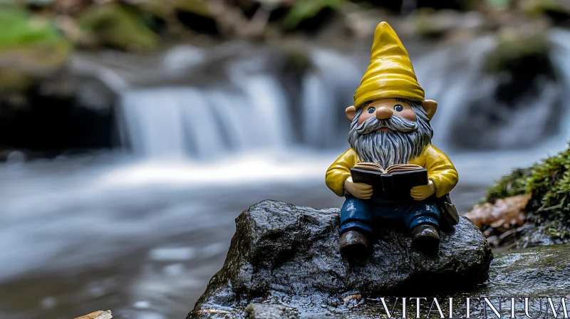 AI ART Gnome's Riverside Reading Retreat