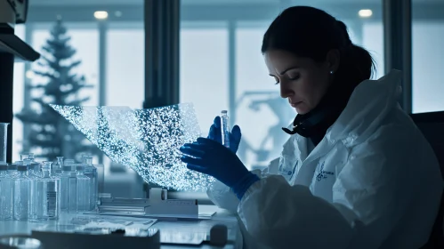 Woman Scientist Analyzing Data in Lab