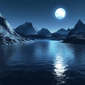 Night Mountains Under Moonlight