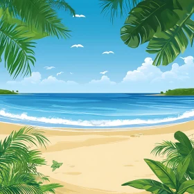 Seascape View of a Tropical Beach