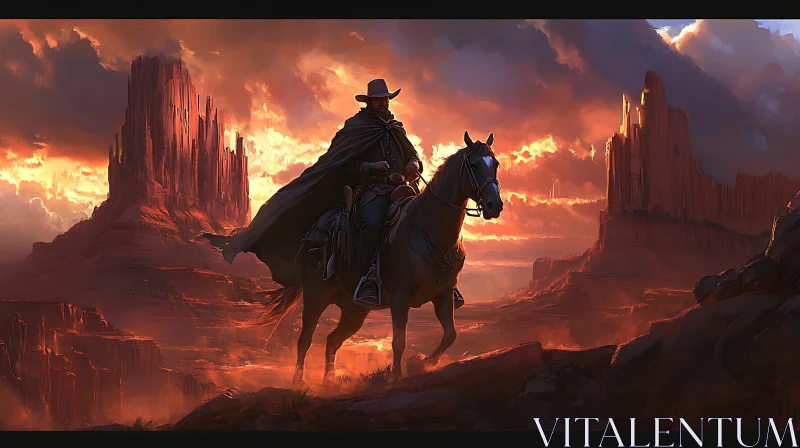 Western Rider in Desert Landscape AI Image