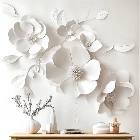 Minimalistic White Flower Wall Art