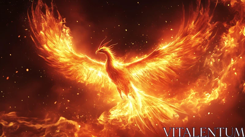 Flaming Phoenix in Flight AI Image