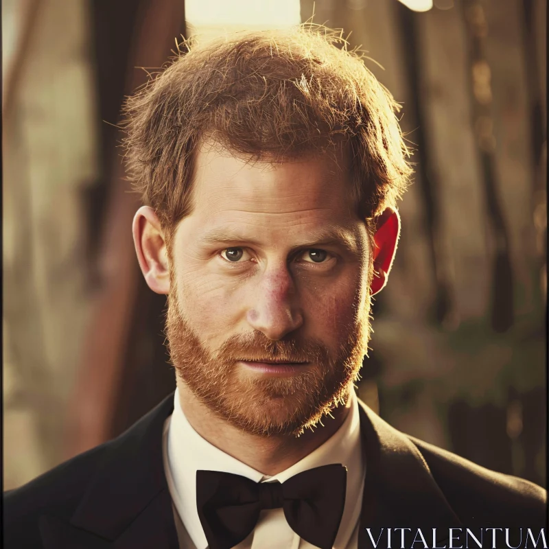 A Majestic Portrait of Prince Harry in Formal Attire AI Image