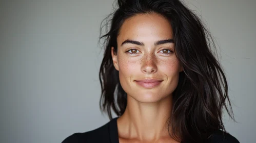 Woman's Close-Up Portrait with Natural Beauty