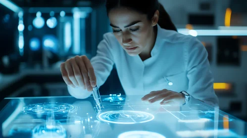 Woman Scientist Working on Interactive Technology