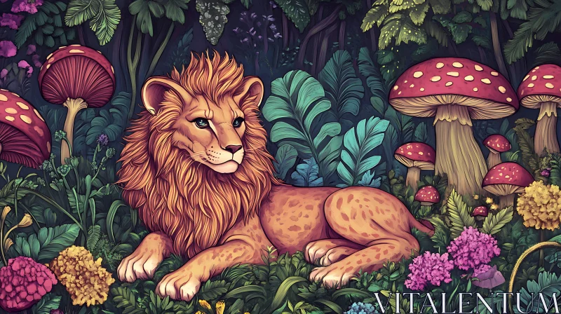 AI ART Enchanted Lion's Rest