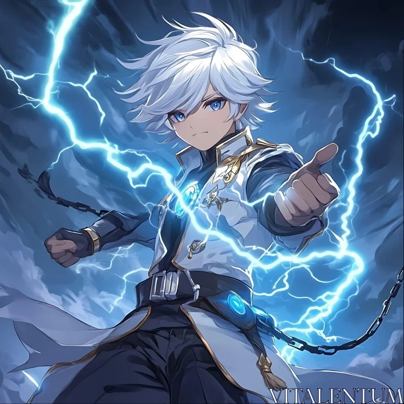 AI ART Dynamic Anime Character with Electric Powers