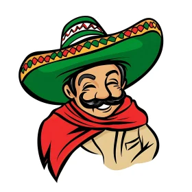 Cartoon of a Happy Mexican Man