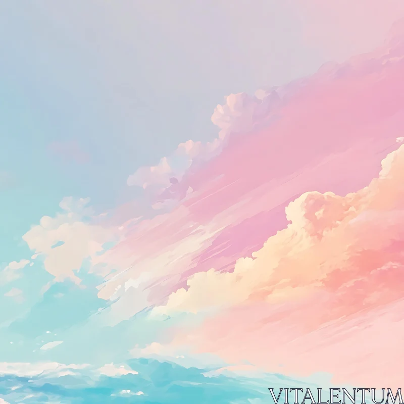 Ethereal Sky with Pink and Blue Gradient AI Image