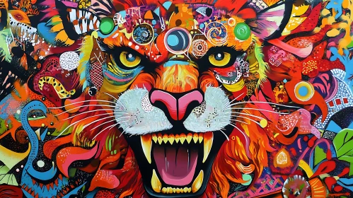 Abstract Lion Graffiti Art Painting