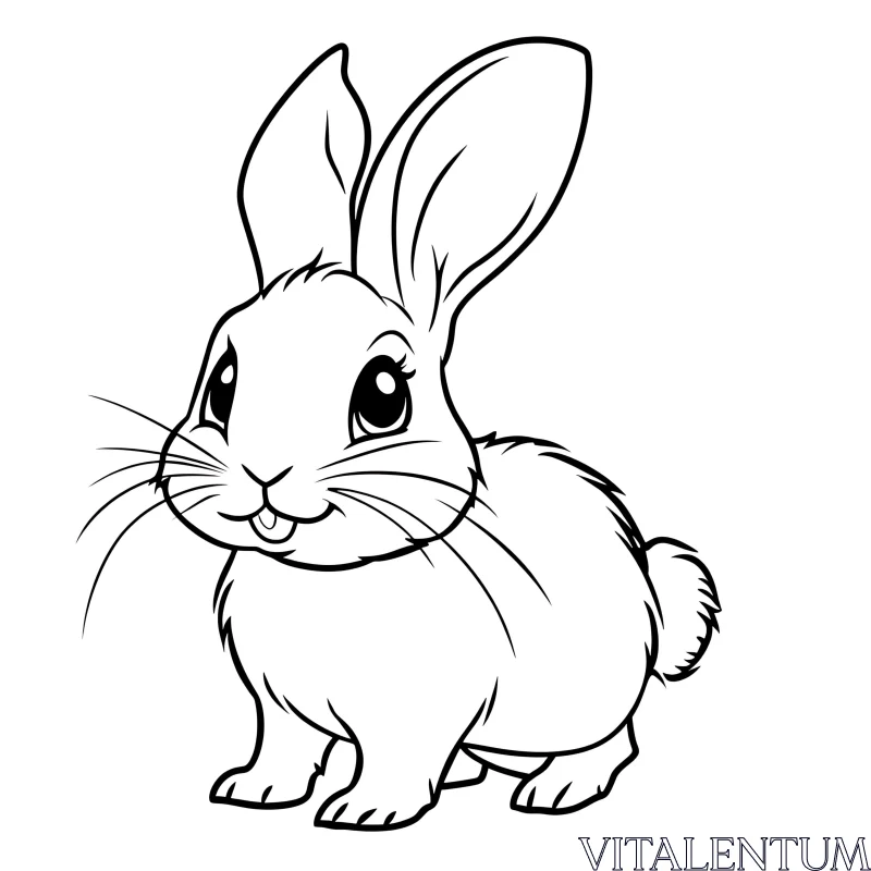 Charming Rabbit Cartoon Drawing AI Image