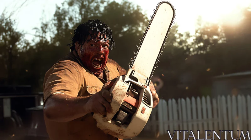 AI ART Blood Soaked Chainsaw Monster