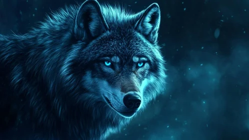 Mystical Wolf with Glowing Eyes