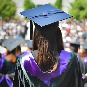 Graduate Facing Crowd at Ceremony
