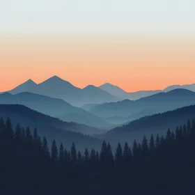 Blue Mountains and Forest Landscape