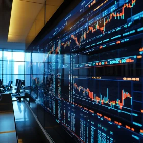 Stock Market Data Display on Wall