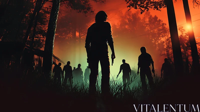 Silhouette in the Zombie Forest AI Image