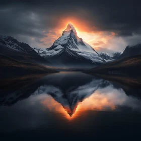 Snowy Mountain Reflection in Lake