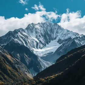 Mountain Landscape with Snow and Clouds