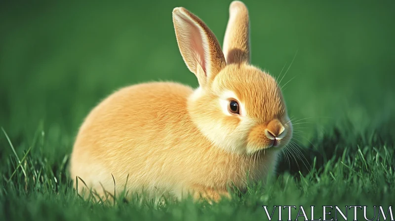 A Golden Fur Rabbit in Greenery AI Image