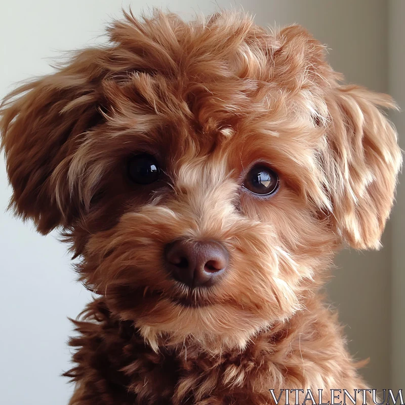 Cute Brown Puppy with Fluffy Curly Fur AI Image