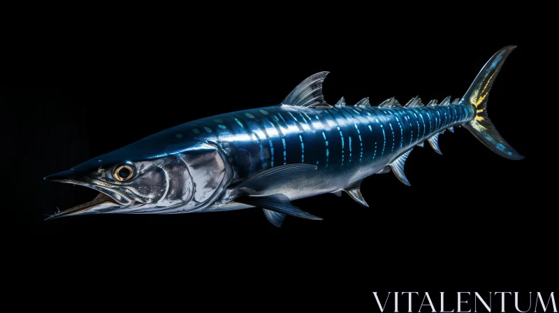 Gleaming Blue Marlin in Gothic Darkness AI Image