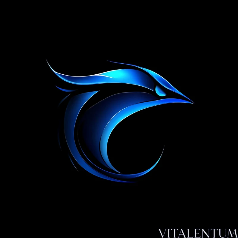 Modern Bird Symbol in Blue Hues