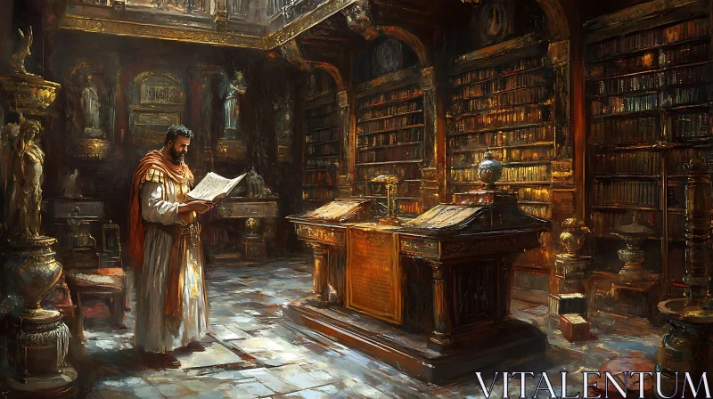 Scholarly pursuit in old library