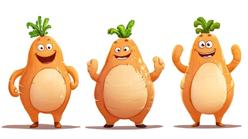 Cartoon Carrots Joyful Illustration
