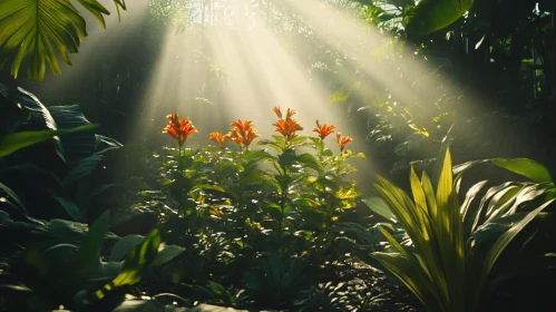 Floral Garden Bathed in Sunlight