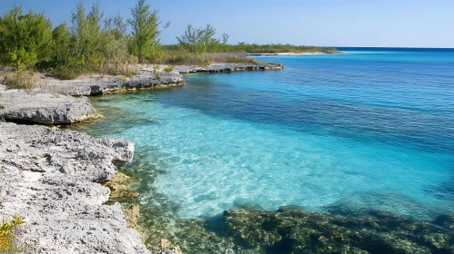 Coastal Serenity: Turquoise Waters and Rocks