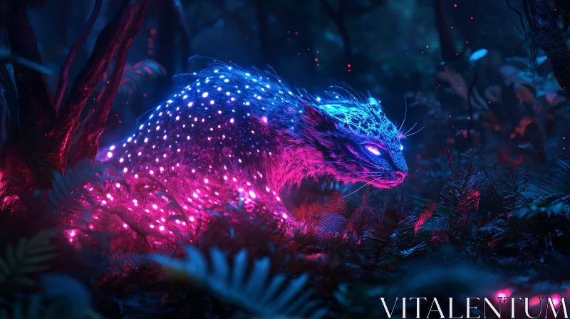 Glowing Feline in the Night