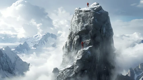 Ascent to Glory: Mountain Climbers in Action