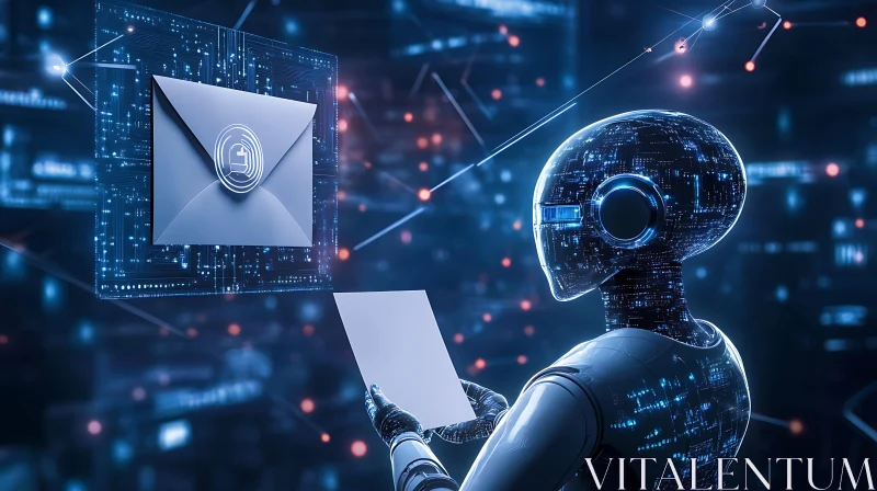 AI Robot Holding Digital Mail