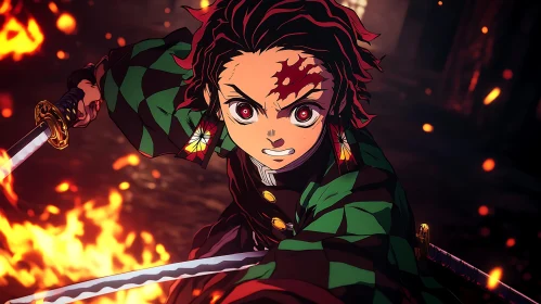 Fiery Battle Scene in Anime