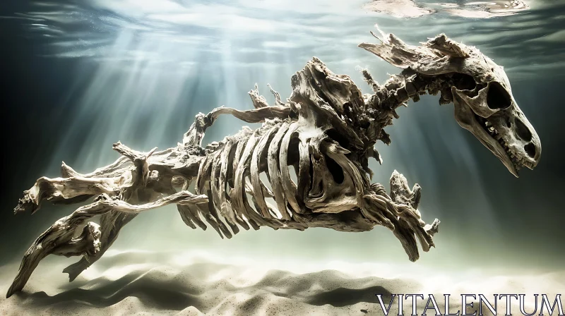 Aquatic Fossil: Sunken Skeleton Art