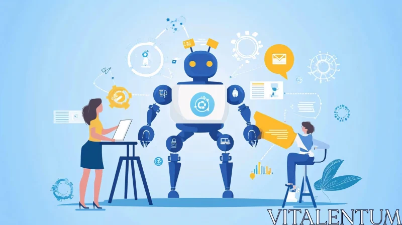 Human-Robot Partnership in Technology Illustration