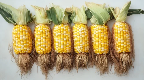 Vibrant Corn Cobs Still Life