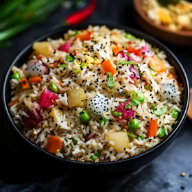 Exotic Fried Rice with Vegetables and Fruits