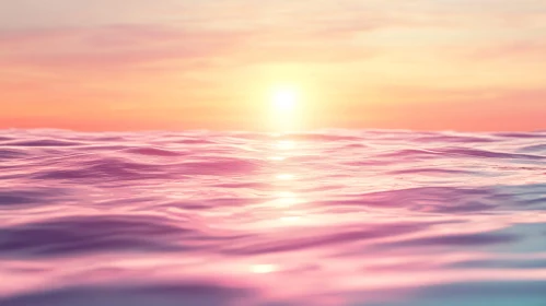 Serene Sunset Over Calming Ocean Waves