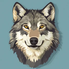 Stylized Wolf Face with Yellow Eyes