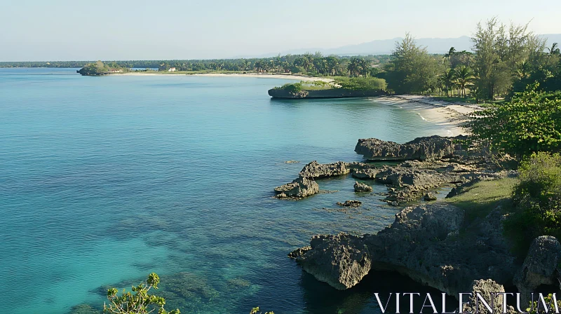 Coastal Serenity: Turquoise Water and Rocks