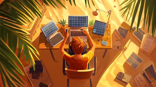 Eco-Friendly Workspace in Sunlight