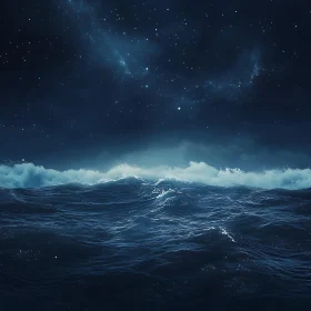 Starry Night Ocean Waves