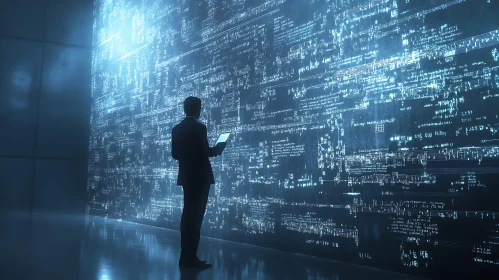 Digital Wall and Man