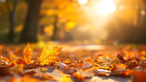 Autumnal Serenity: Leaves in the Sunlight