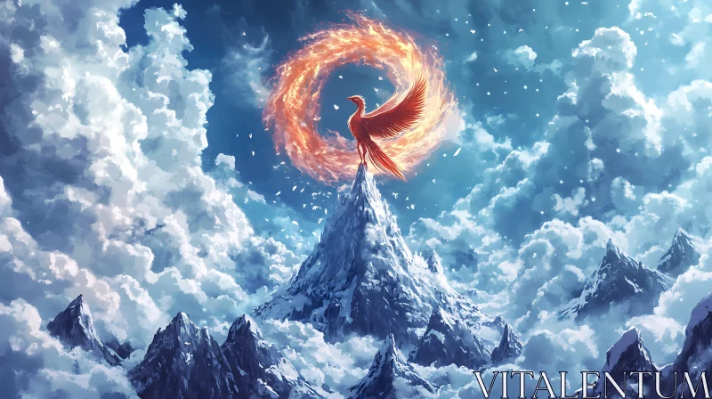 Fiery Bird on Mountain Top